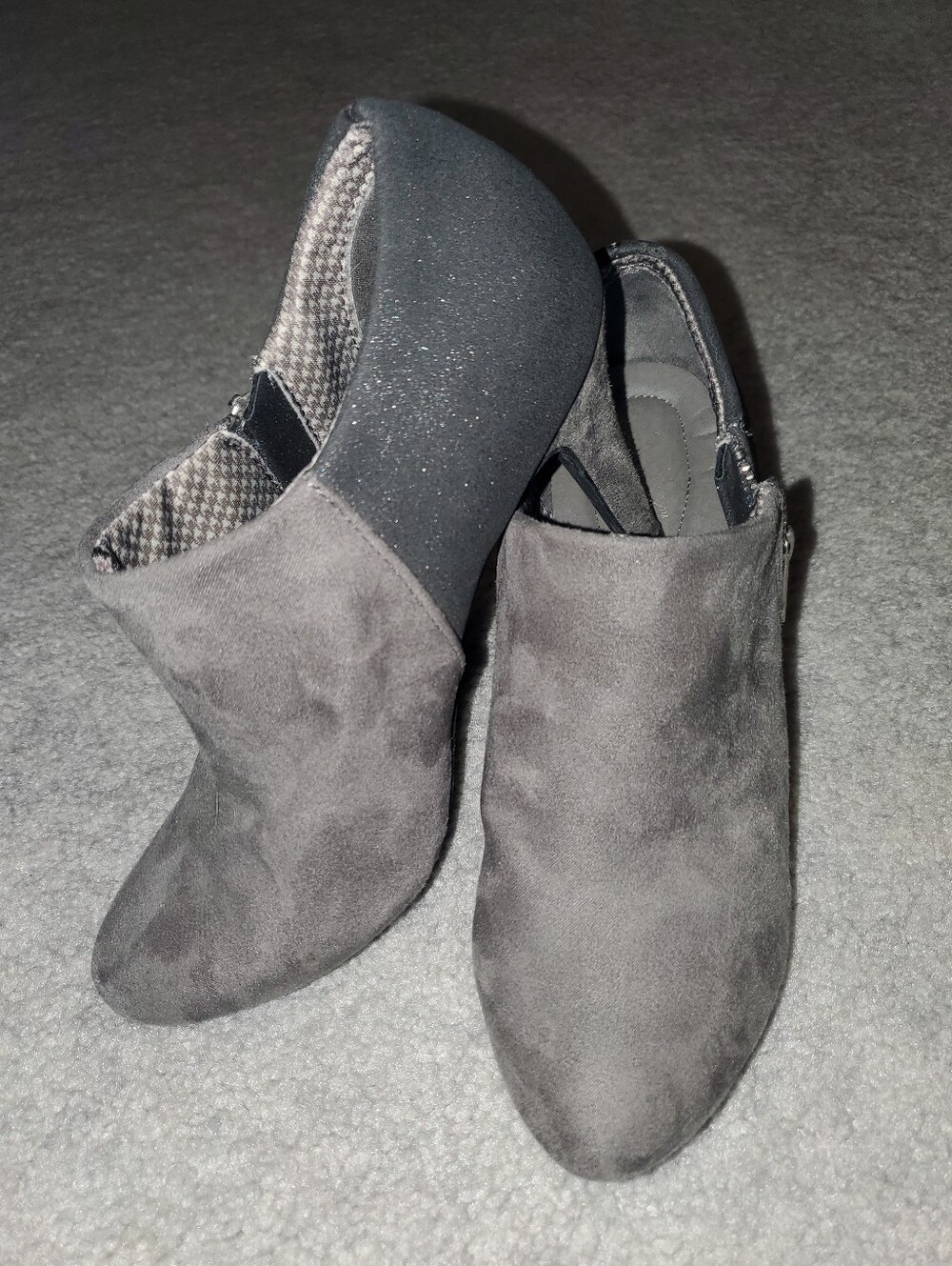 Women’s Suede-look Gray Ankle Boot Heels